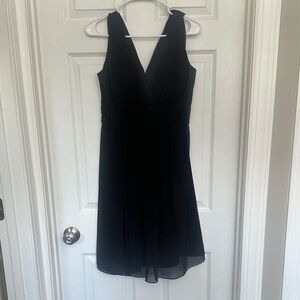 Bill Levkoff Black V-Neck Chiffon Cocktail Dress